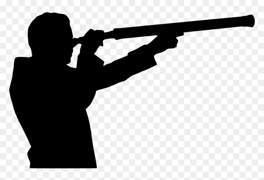 Silhouette Telescope, HD Png Download - man with gun png