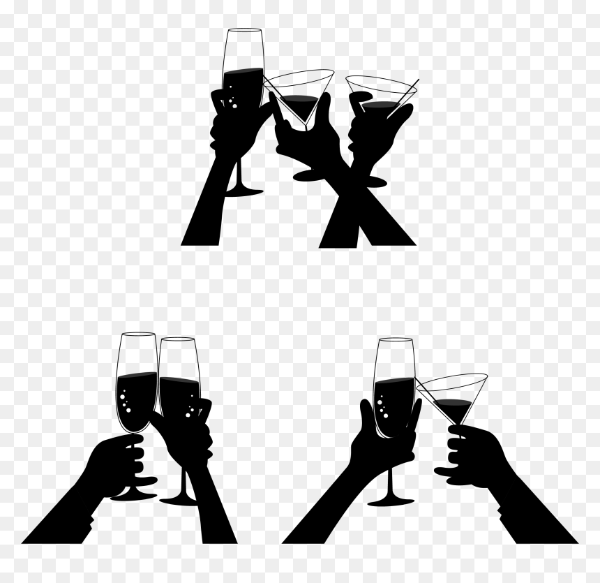 Champagne Silhouette Png, Transparent Png - drinking glass png