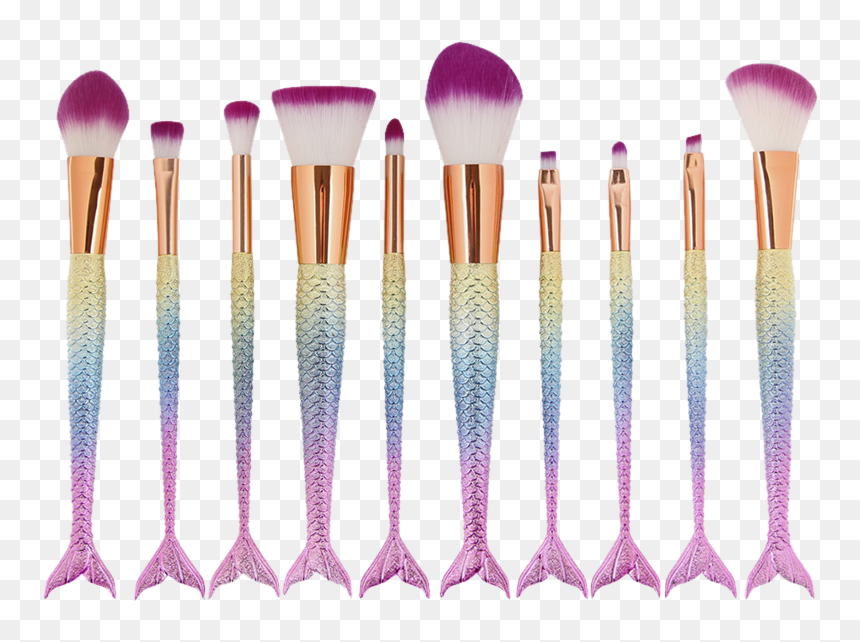 Makeup Brush Set Mermaid, HD Png Download - make up brush png