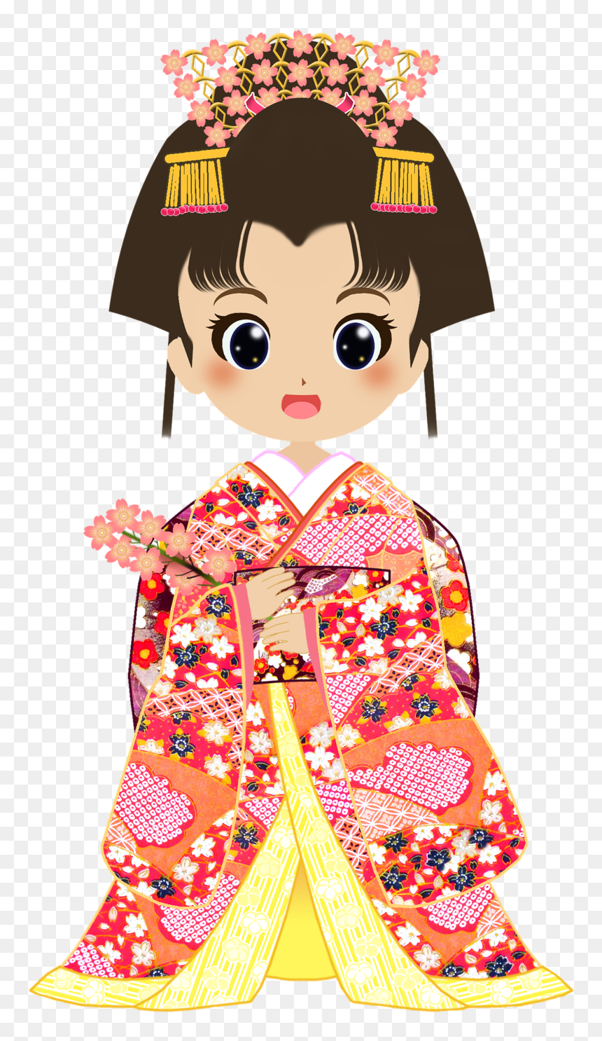 Girl In Kimono Clipart, HD Png Download - kimono png