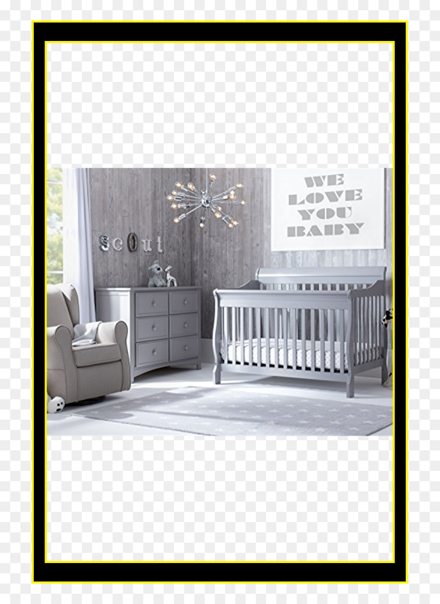 Gray Baby Room Furniture, HD Png Download - baby crib png