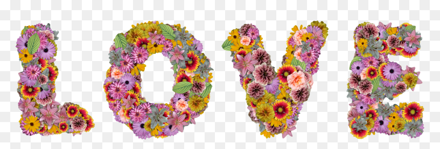 Love Text Flowers Png, Transparent Png - love word png