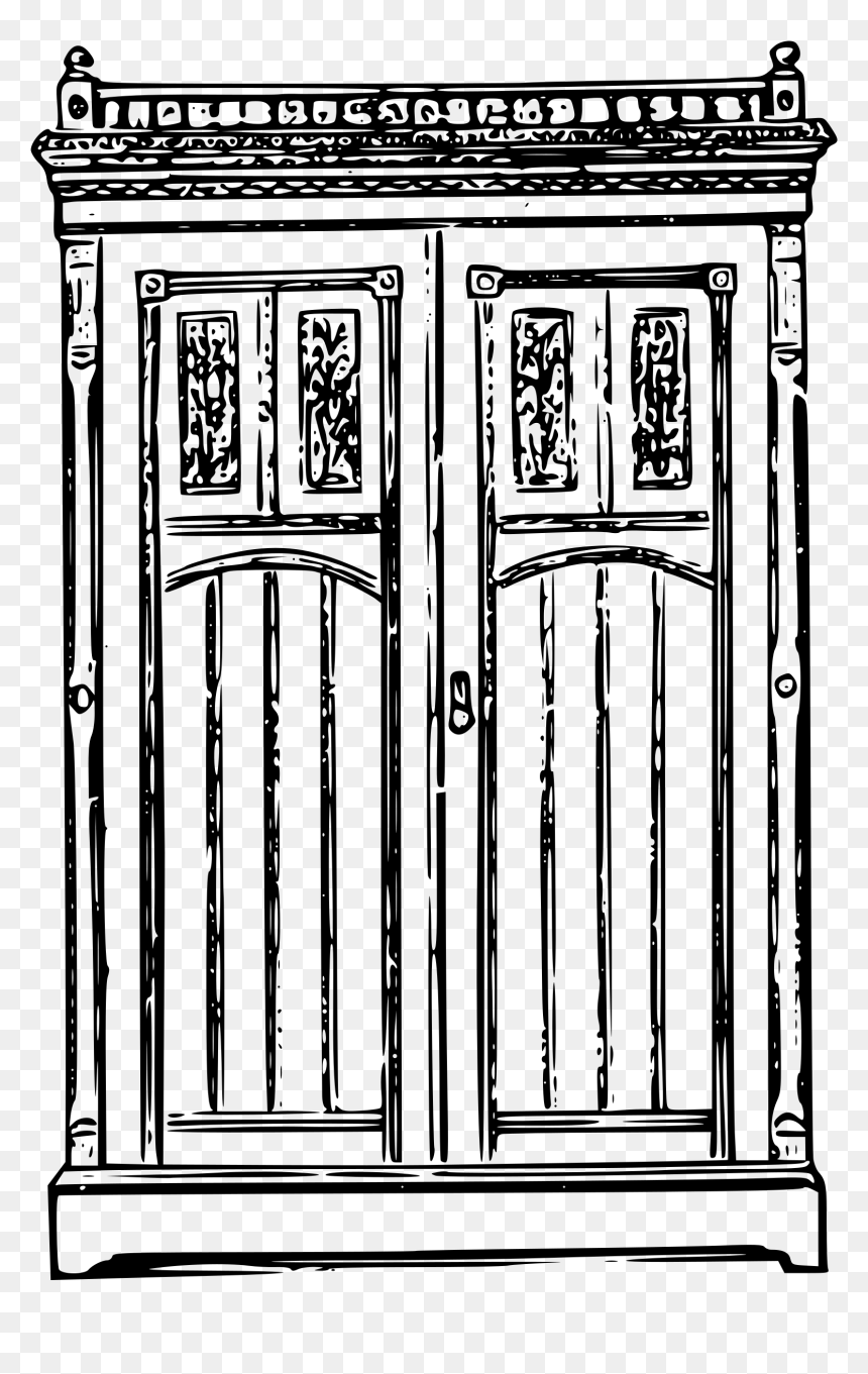 Old Wardrobe Clipart Black And White, HD Png Download - old door png