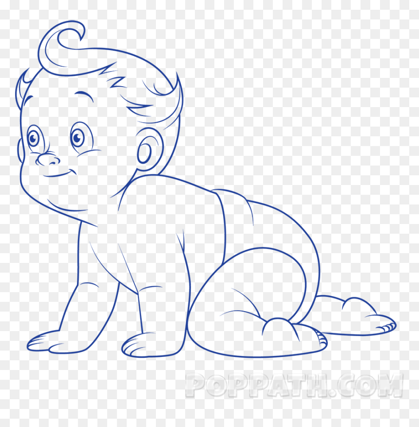 Line Art, HD Png Download - baby crawling png