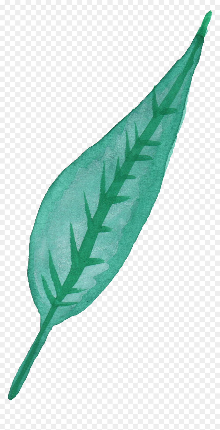 Blue Leaves Watercolor Transparent, HD Png Download - watercolor leaf png