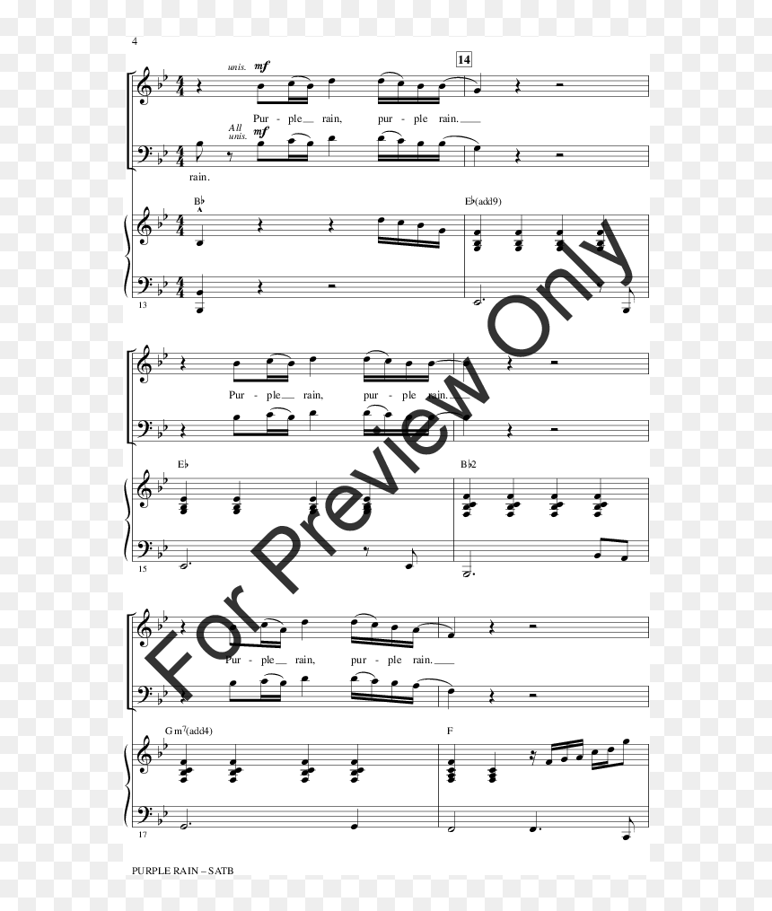 We Will Sing The World Whole Again Piano Sheet Music, HD Png Download - purple rain png