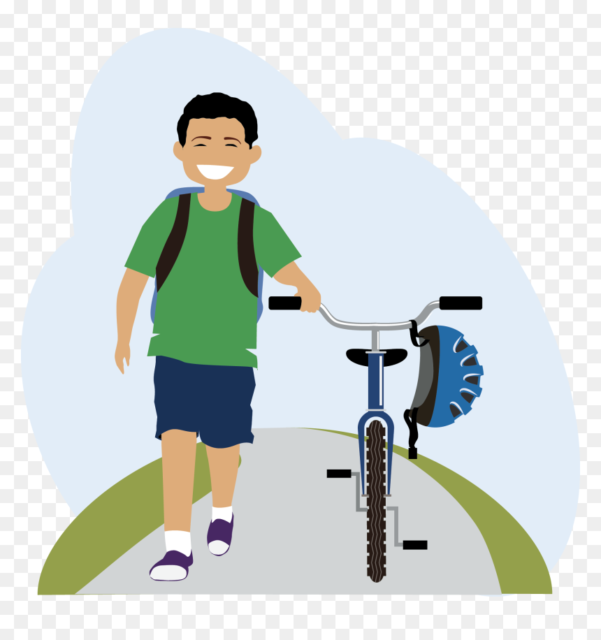 Walking A Bike Cartoon, HD Png Download - bike clipart png