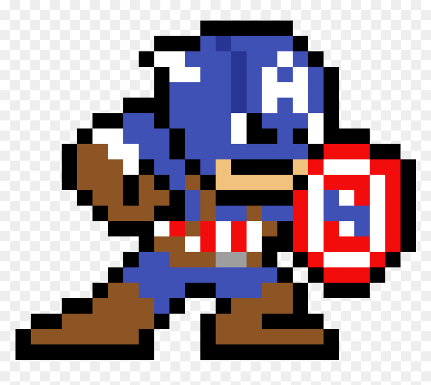 Captain America Pixel Art Png, Transparent Png - captain america cartoon png