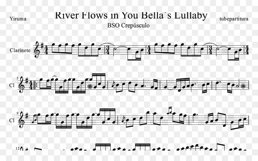 River Flows In You Partitura Clarinete, HD Png Download - river silhouette png