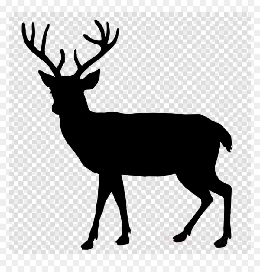 Silhouette Deer, HD Png Download - santa and reindeer silhouette png