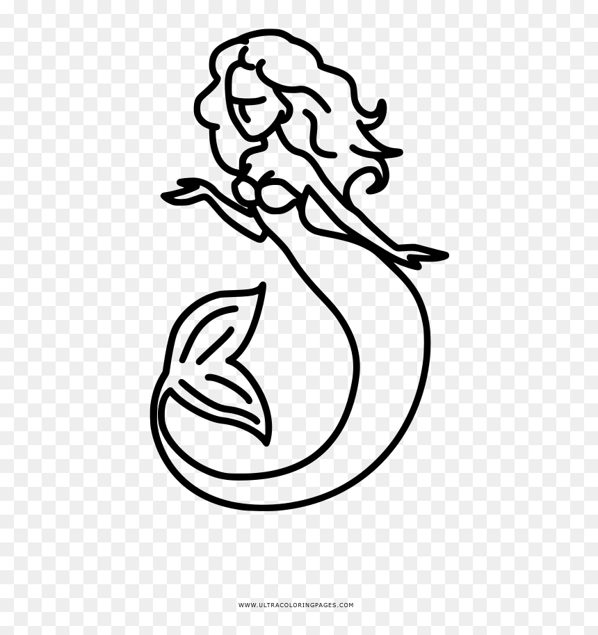 Line Art, HD Png Download - mermaid drawing png