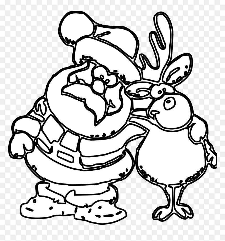 Christmas Images Black And White Clipart, HD Png Download - santa and reindeer silhouette png