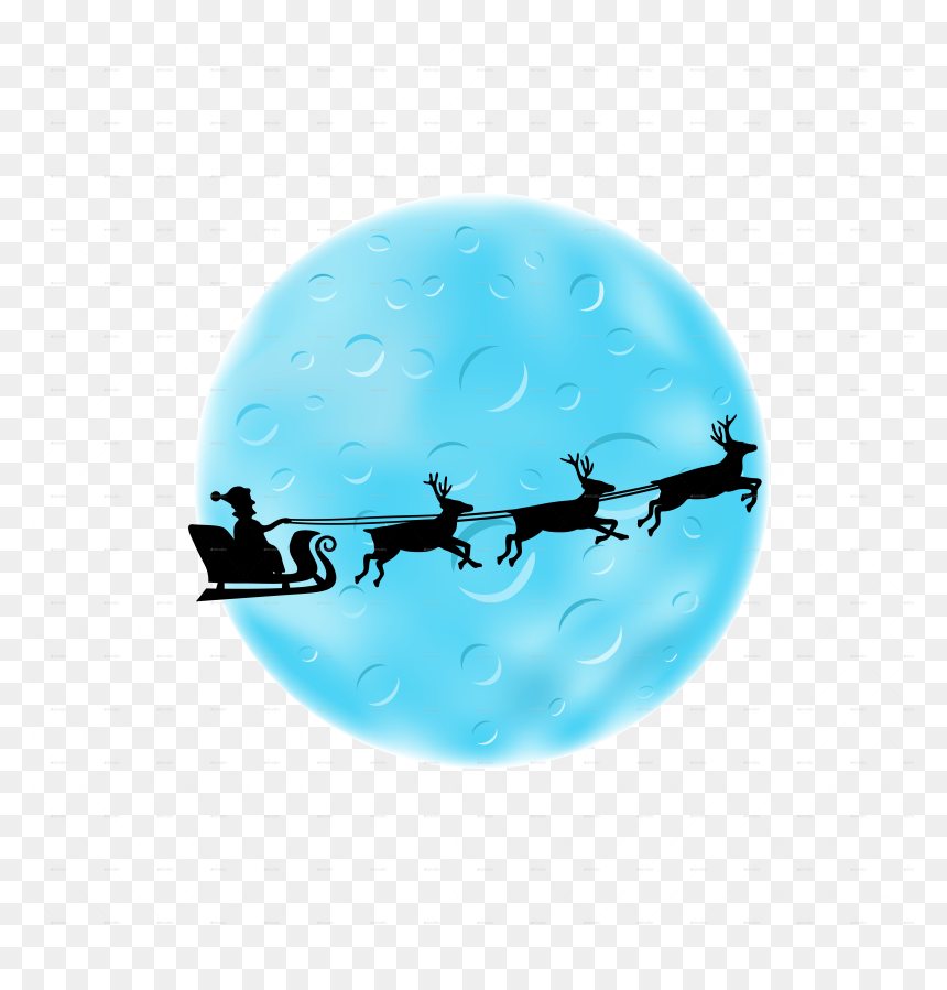 Moon And Santa Png, Transparent Png - santa and reindeer silhouette png