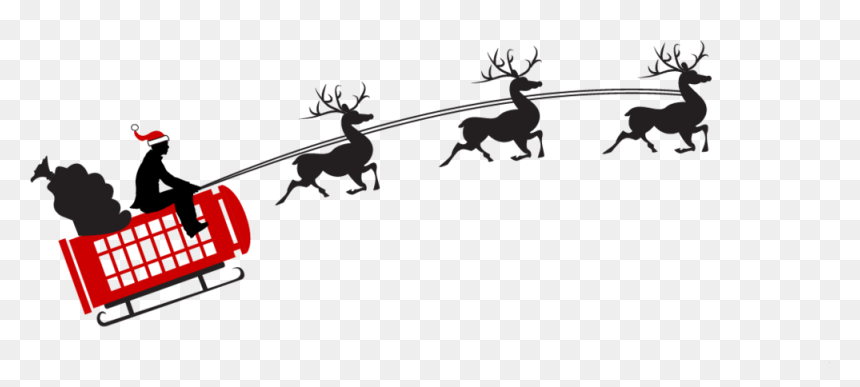 Santa Claus With Reindeer Vector Png, Transparent Png - santa and reindeer silhouette png