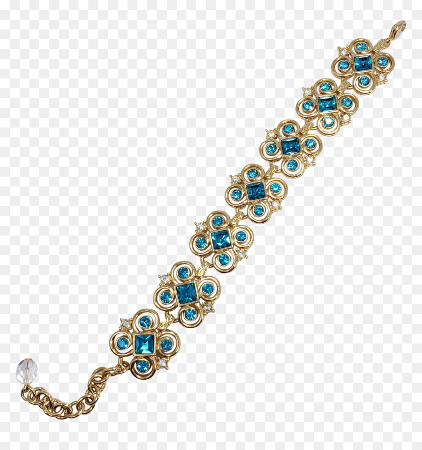 Vintage Kjl Kenneth Jay Lane Aqua Blue Crystal Bracelet - Body Jewelry, HD Png Download - blue crystal png