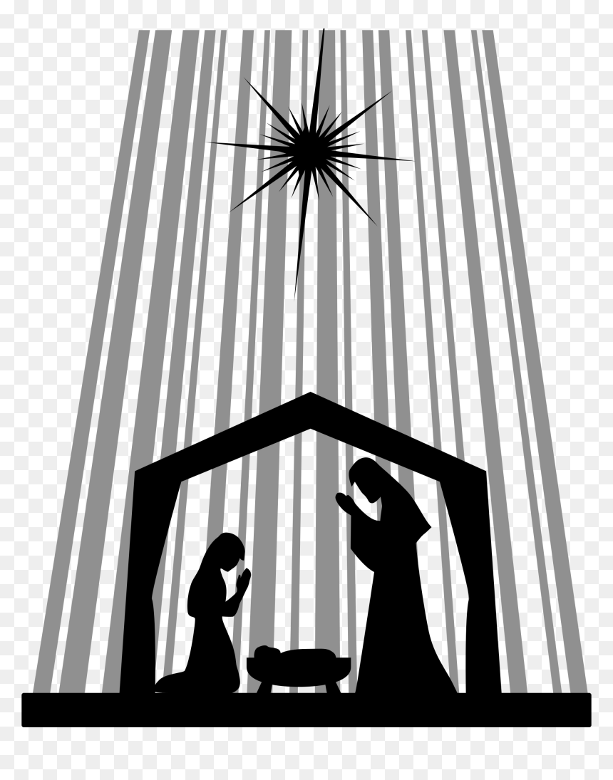 Jesus In A Manger Silhouette, HD Png Download - cake silhouette png