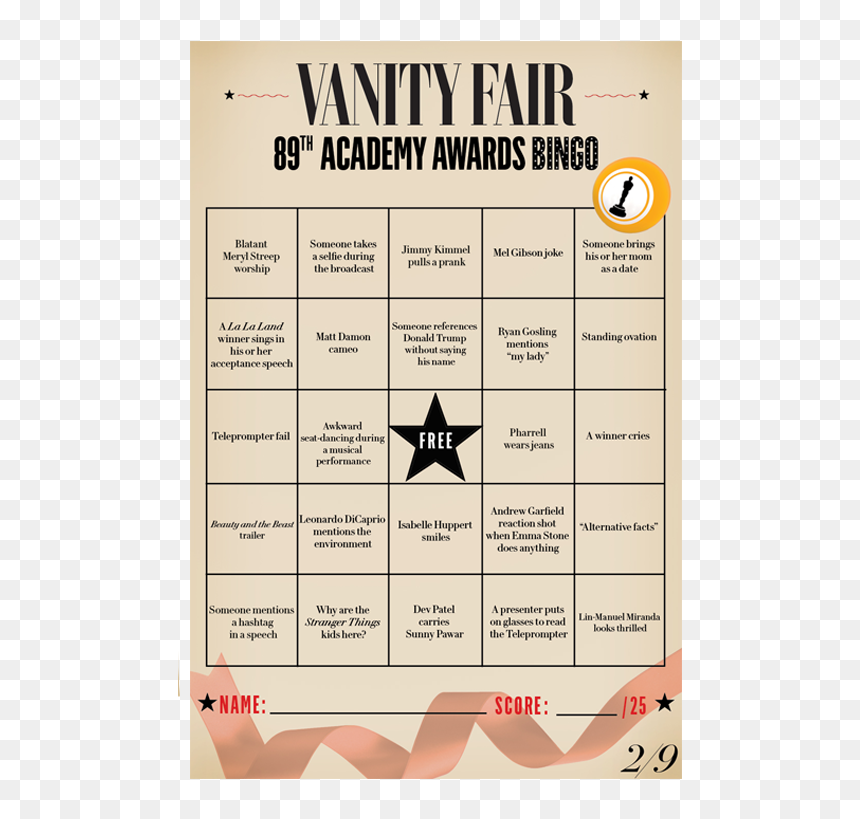 Oscar Bingo Cards 2018, HD Png Download - bingo card png