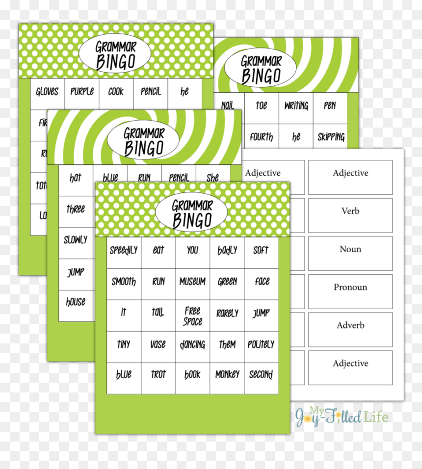 Grammar Games Printable, HD Png Download - bingo card png
