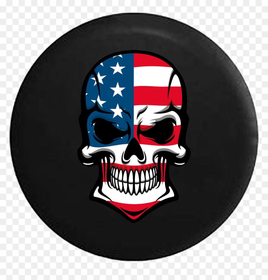 Human Skull With American Flag, HD Png Download - ripped flag png