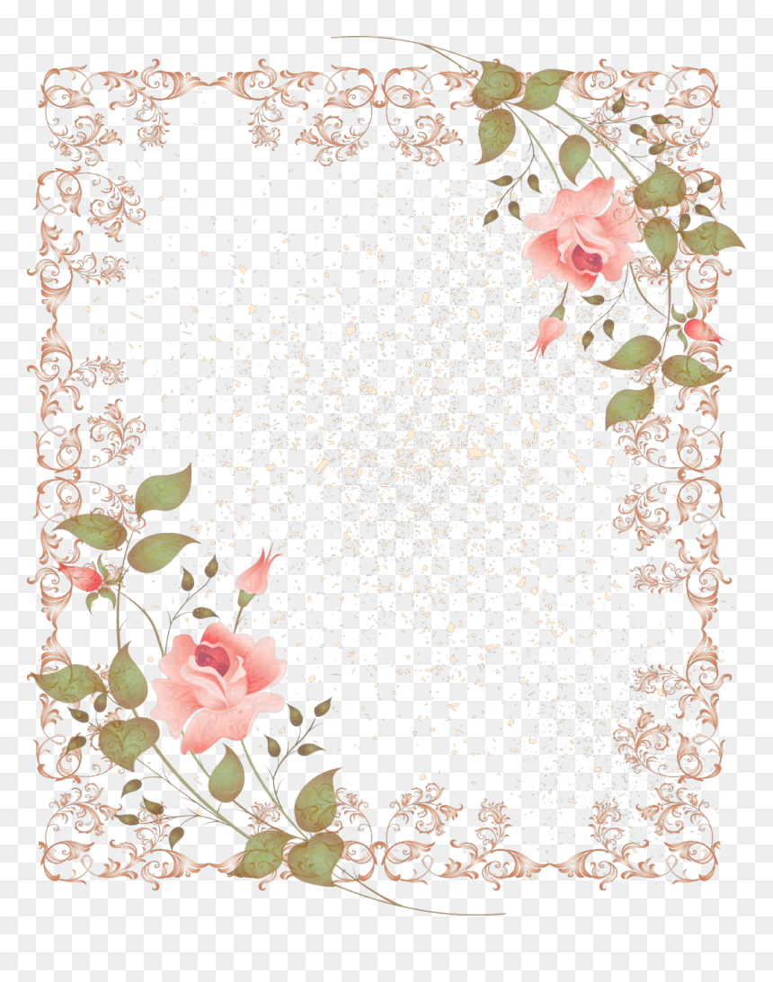 Simple Floral Design Background, HD Png Download - vintage floral border png