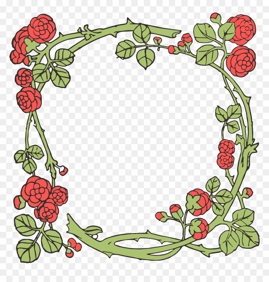 Rose Frame Vector Png, Transparent Png - vintage floral border png