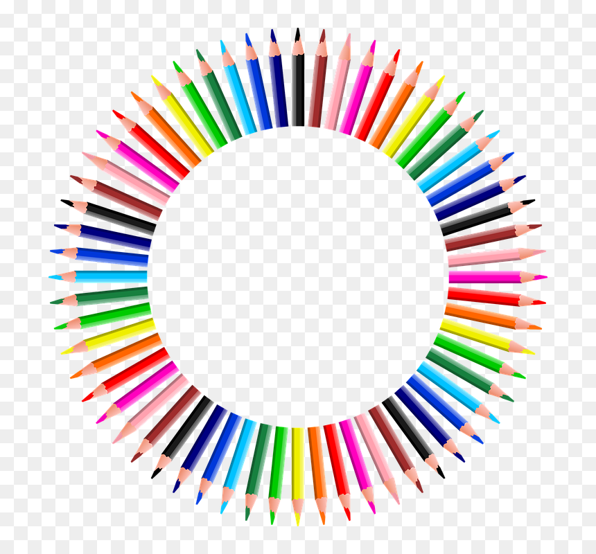 Circle Of Whole Pencils Transparent Background, HD Png Download - rainbow explosion png