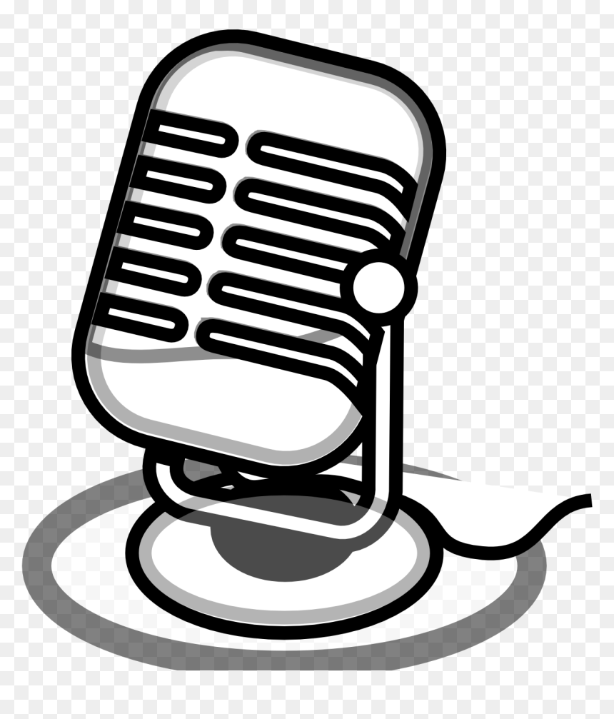 Microphone Clip Art Black And White, HD Png Download - microfone png