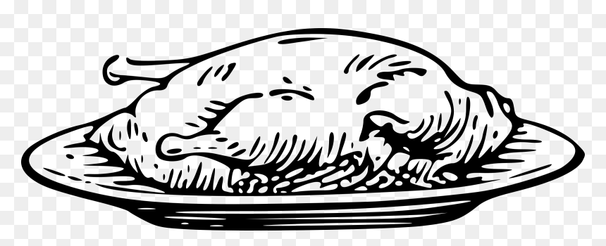 Fried Chicken Black And White, HD Png Download - plate png