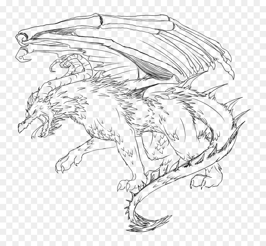 Dragon Lineart Logo, HD Png Download - lineart png