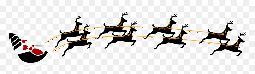 Santa And Reindeer Flying Png, Transparent Png - raindeer png