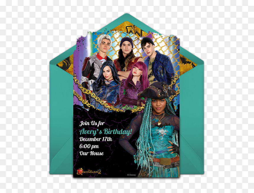 Descendants 2 Birthday Party Ideas, HD Png Download - disney descendants png