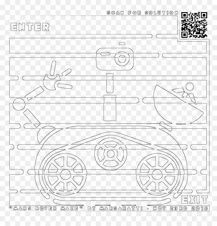 Line Art, HD Png Download - mars rover png