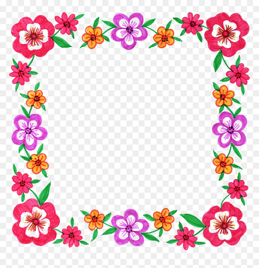 Floral Square Frame Png, Transparent Png - floral frames png