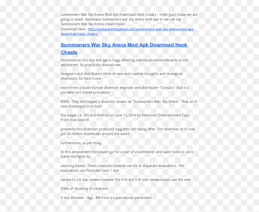 Document, HD Png Download - summoners war png