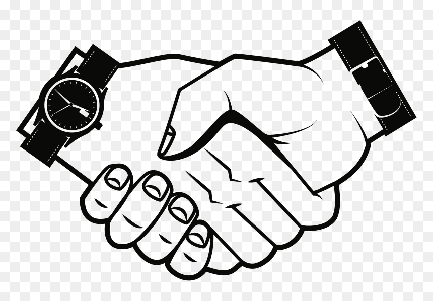 Hand Shake Image Black And White, HD Png Download - watch hand png