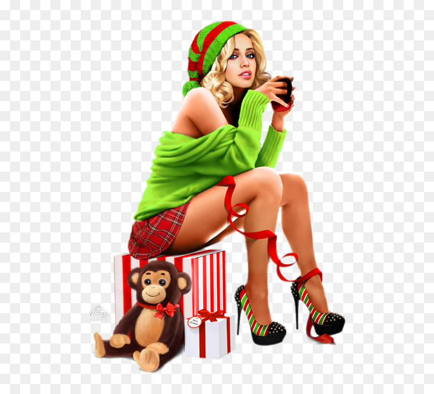 Sexy Girl Christmas Png, Transparent Png - christmas girl png