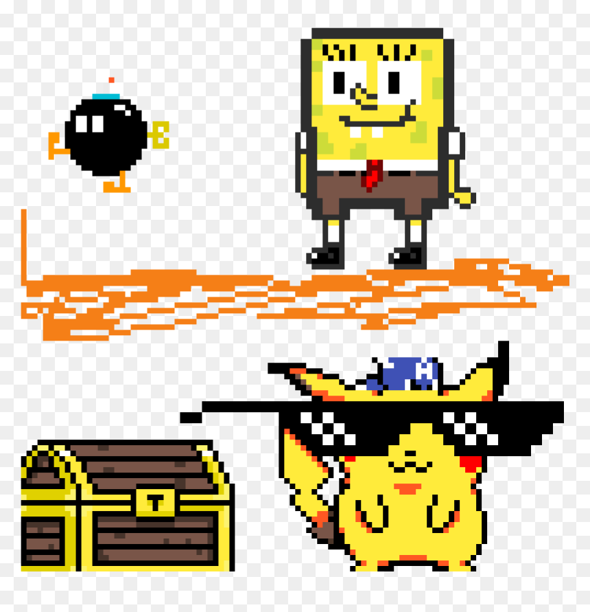 Spongebob Lego Pixel Art, HD Png Download - oculos thug life png