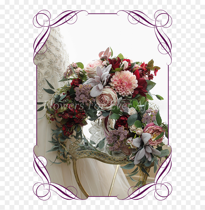Bouquet, HD Png Download - burgundy flower png