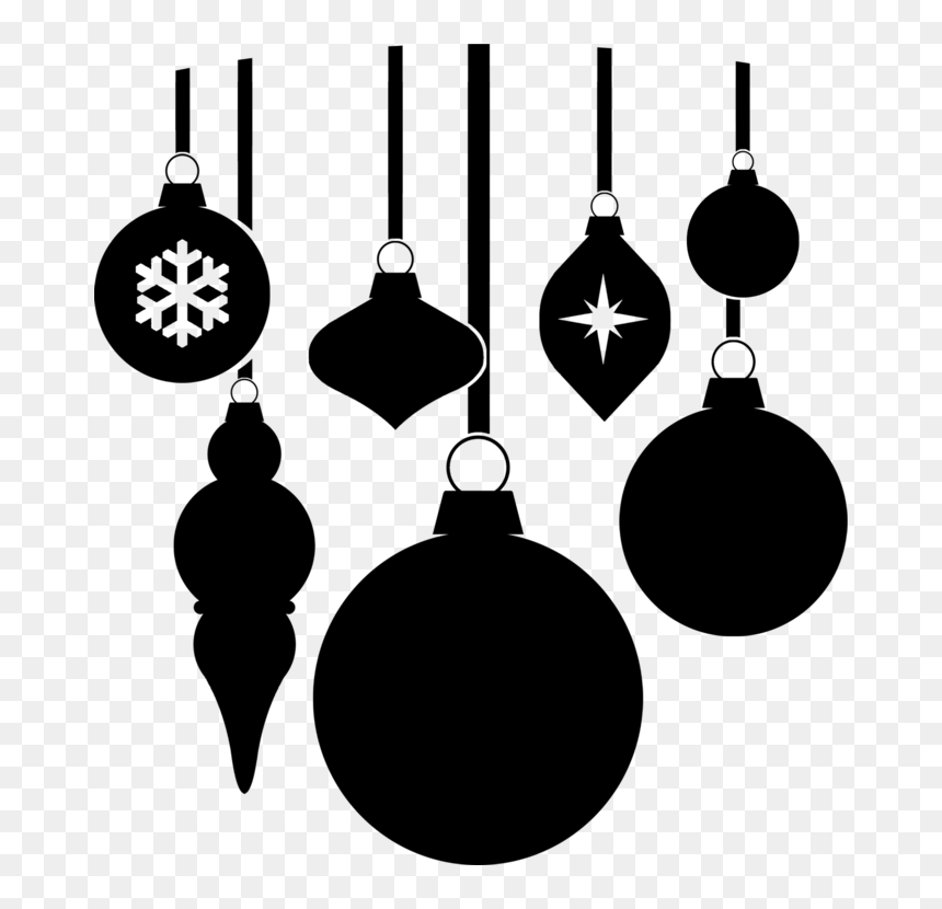 Clipart Ornaments Black And White, HD Png Download - christmas ornaments png