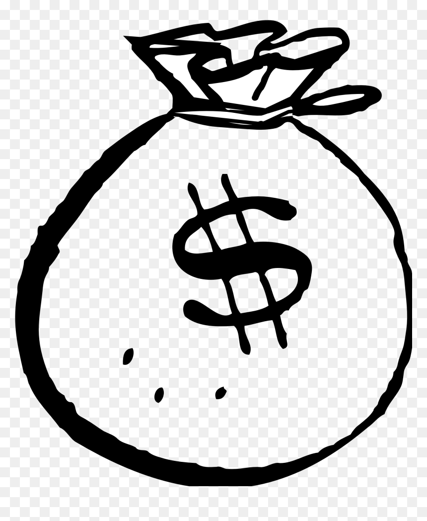 Money Clipart Black And White, HD Png Download - money bag png