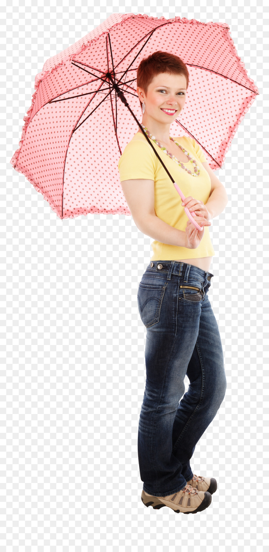 Girl Standing With Umbrella, HD Png Download - umbrella png