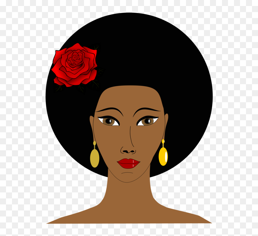 Black Woman's Face Clipart, HD Png Download - afro png