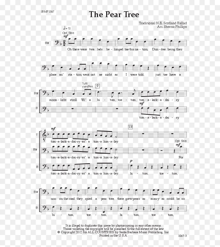 Sheet Music, HD Png Download - pear tree png