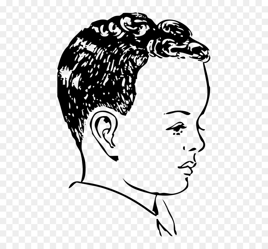 Head Black And White Clipart, HD Png Download - curly png
