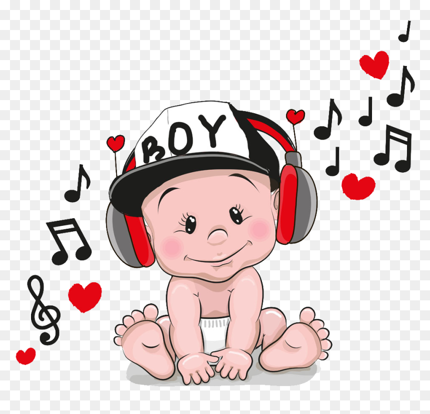 Cartoon Baby With Headphones, HD Png Download - headphones clip art png
