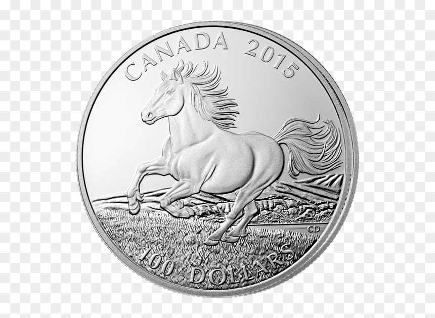 $100 For $100 Fine Silver Coin Canadian Horse, HD Png Download - raining coins png