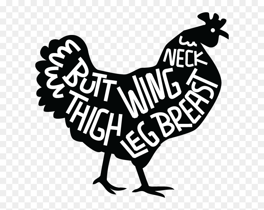 Cuts Of Chicken Black And White, HD Png Download - white chicken png