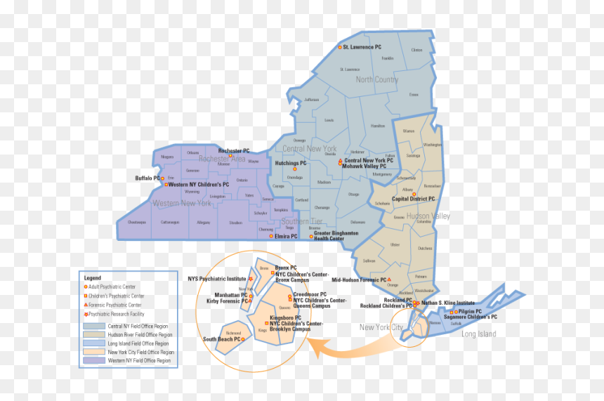 Map Of New York Mental Health, HD Png Download - new york map png
