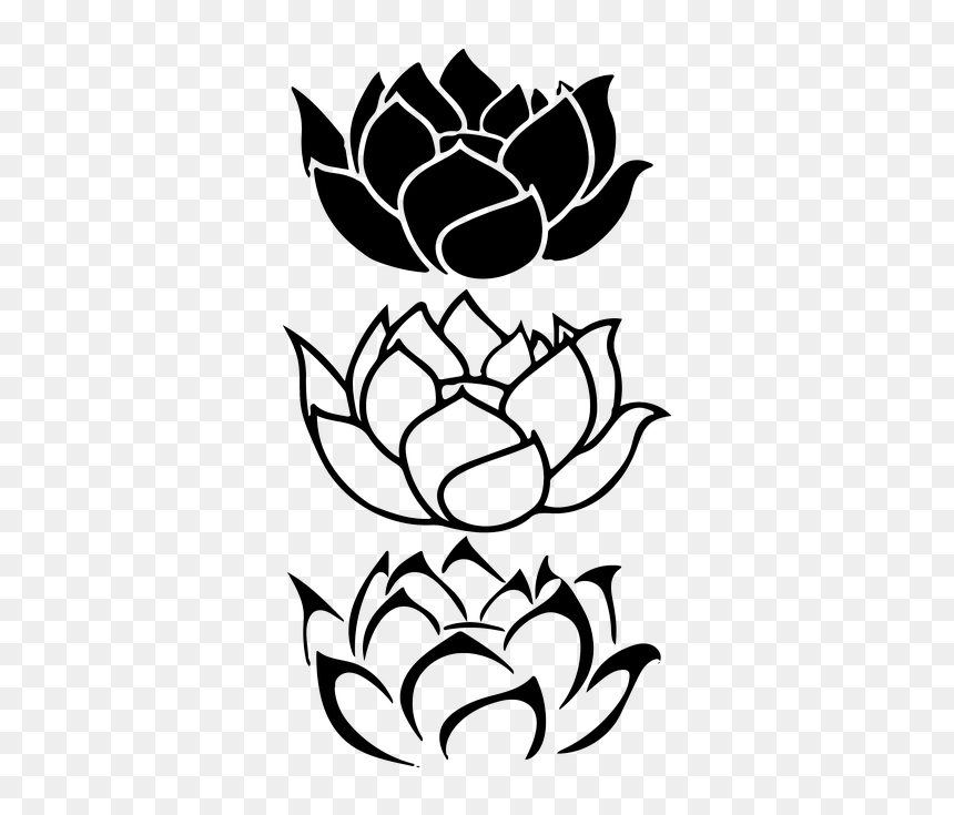 Lotus Design Black And White, HD Png Download - lotus leaf png