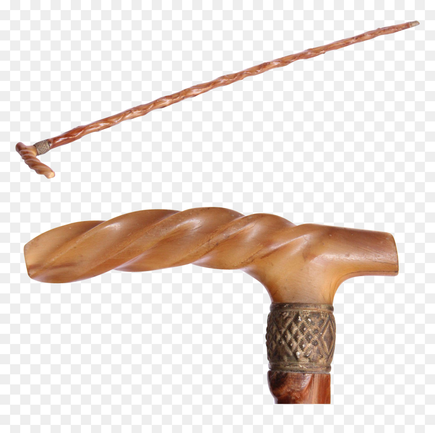 19th Century Walking Cane With Carved Antler Horn - Gun, HD Png Download - walking cane png